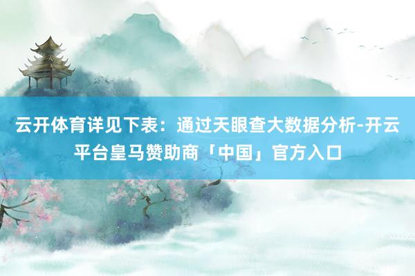 云开体育详见下表：通过天眼查大数据分析-开云平台皇马赞助商「中国」官方入口