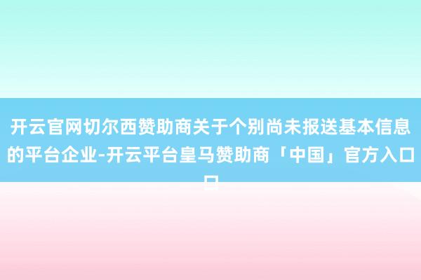 开云官网切尔西赞助商关于个别尚未报送基本信息的平台企业-开云平台皇马赞助商「中国」官方入口