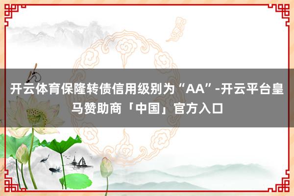开云体育保隆转债信用级别为“AA”-开云平台皇马赞助商「中国」官方入口