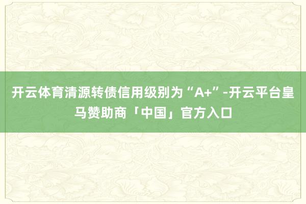 开云体育清源转债信用级别为“A+”-开云平台皇马赞助商「中国」官方入口